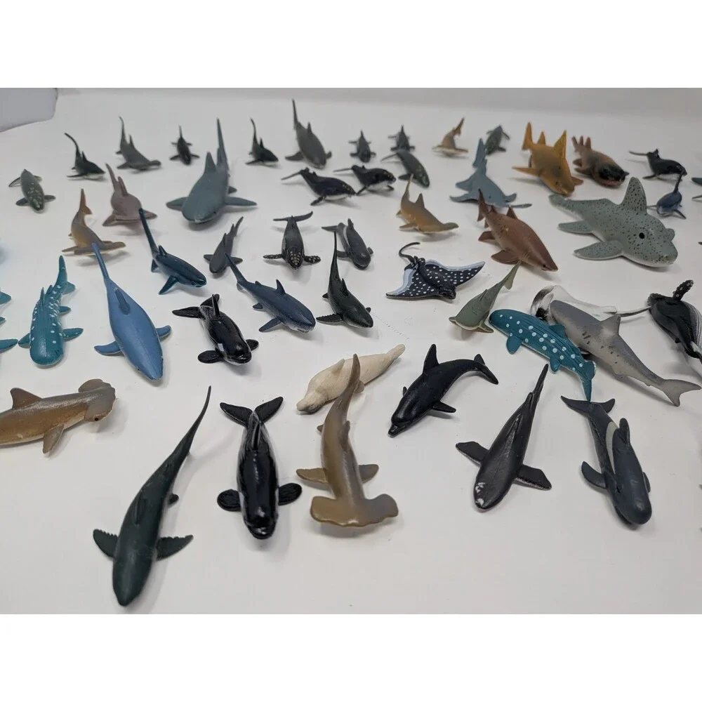 Lot of 72 Ocean Sea Animal Figures Sharks Whales Rays PVC Toy Bulk Bundle